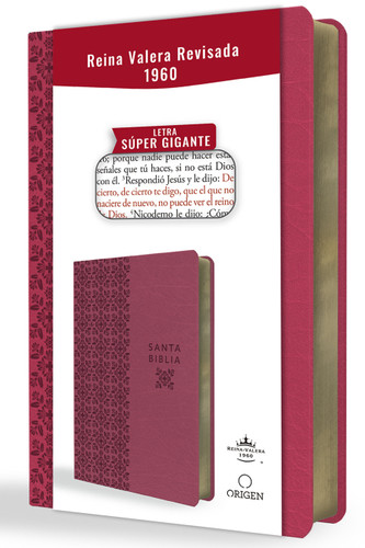 Biblia Reina Valera Revisada 1960 letra súper gigante, símil piel fucsia rosada / Spanish Bible RVR 1960 Super Giant Print, Fuchsia Pink Leathersoft book cover by Reina Valera Revisada 1960