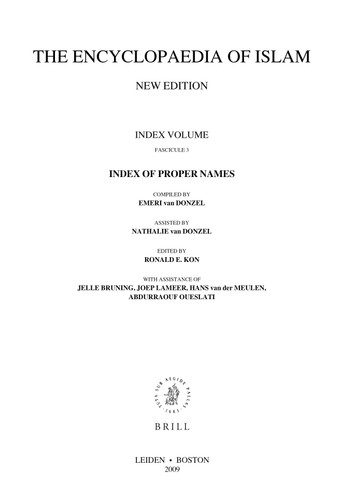 Encyclopaedia of Islam, Index of Proper Names (Encyclopaedia of Islam) [9789004178977]