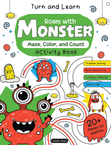 Turn and Learn, Roam with Monsters: Maze, Color and Count Activity Book (Turn and Learn: Maze, Color and Count Activity Series) book cover by Wonder House Books
