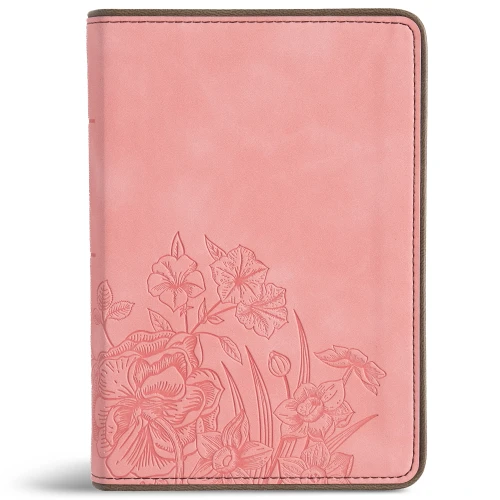 CSB Large Print Compact Reference Bible, Easy-to-Read Optimal Type, Digital Study Edition, Pink Floral LeatherTouch book cover by 