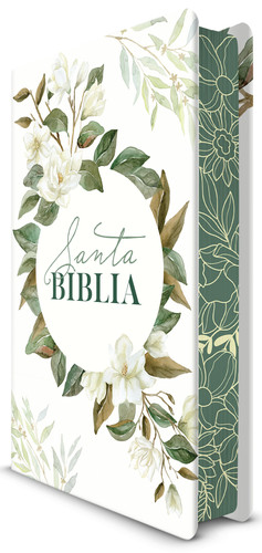 Biblia RVR 1960 letra grande tamaño manual, tapa dura con flores blancas y cantos pintados / Spanish Bible RVR 1960 Handy Size white flowers sprayed edges book cover by Reina Valera Revisada 1960
