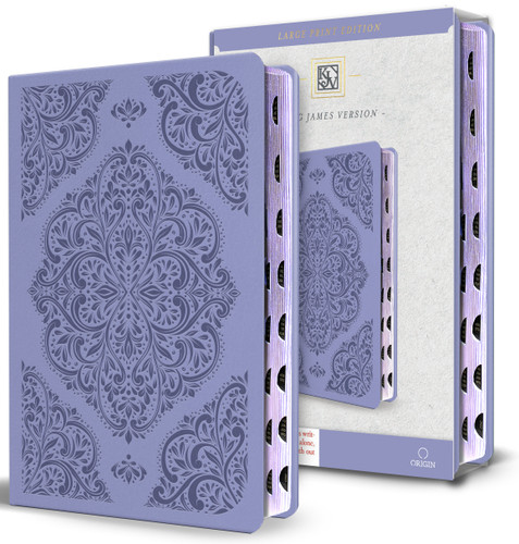 KJV Holy Bible, Large Print Medium Format, Lavender Faux Leather w/Thumb Index and Ribbon Marker, Red Letter book cover by KING JAMES VERSION