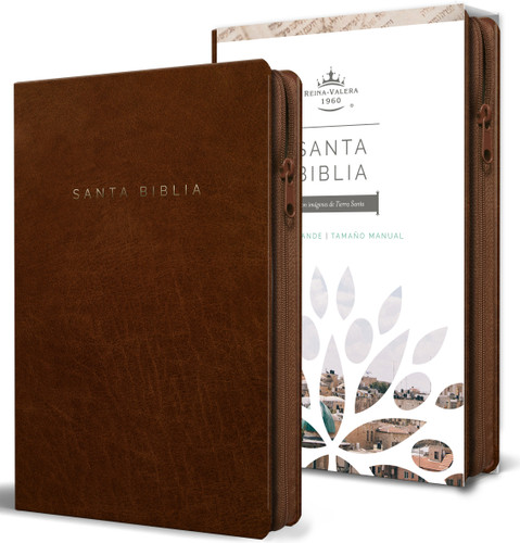 Biblia Reina Valera 1960 letra grande. Símil piel canela, cremallera, tamaño manual / Spanish Bible RVR 1960. Handy Size, Large Print, Leathersoft, Brown Zip book cover by Reina Valera Revisada 1960