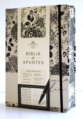 Biblia de Apuntes RVR 1960 Tapa dura, Blanco y negro con flores (Edición cantos pintados) / Spanish Journalling Bible RVR 1960 HC Black and White with Flowers book cover by Reina Valera Revisada 1960