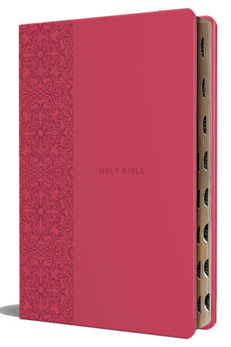 KJV Holy Bible, Large Print Medium format, Fuchsia Faux Leather w/Ribbon Marker, Red Letter, thumb Index (KJV Medium Size Large Print Editions) book cover by Origin