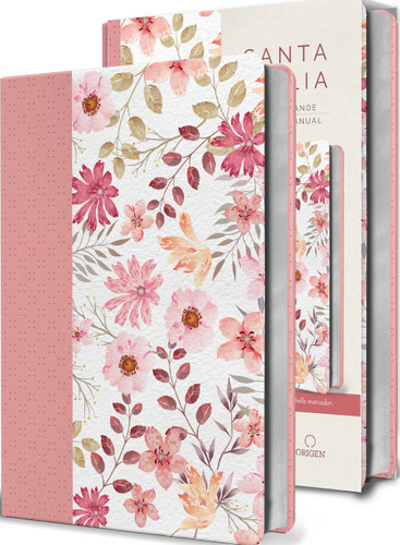 Biblia Reina Valera 1960 letra grande. Piel rosada con flores, tamaño manual / Spanish Bible RVR 1960 Large Print. Imitation Pink Leather With Flowers book cover by Reina Valera Revisada 1960