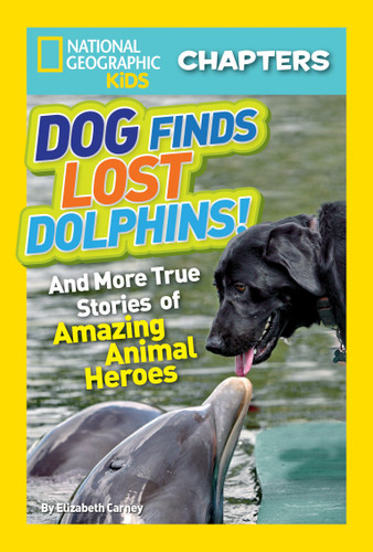 National Geographic Kids Chapters: Dog Finds Lost Dolphins!: And More True Stories of Amazing Animal Heroes (NGK Chapters) book cover by Elizabeth Carney