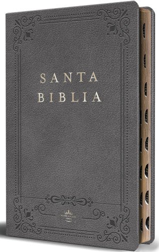 Biblia RVR 1960 letra grande tamaño manual, Piel gris con índice / Spanish Bible RVR 1960 Handy Size Large Print Leathersoft Gray with index book cover by Reina Valera Revisada 1960