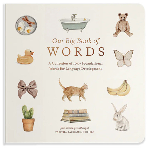 Our Big Book of First Words: A Collection of 100+ Foundational Words for Language Development (Tabitha Paige Children's Book Series) book cover by Tabitha Paige, M.S., CCC-SLP