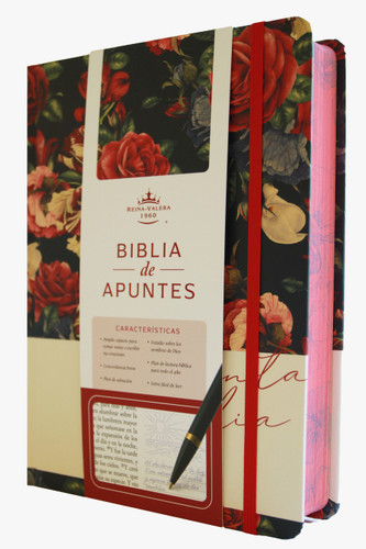 Biblia de Apuntes RVR 1960 Tapa dura, Azul oscuro con flores (Edición cantos pintados) / Spanish Journaling Bible RVR 1960 Hardcover Dark Blue with Flowers book cover by Reina Valera Revisada 1960