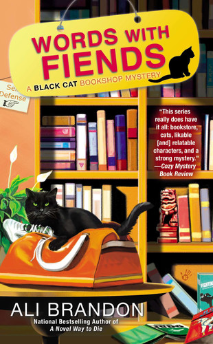 Words with Fiends (A Black Cat Bookshop Mystery) book cover by Ali Brandon