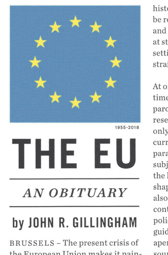 The E.U.: An Obituary book cover by John R. Gillingham