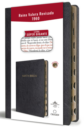 Biblia Reina Valera Revisada 1960 letra súper gigante, símil piel negro con índice / Spanish Bible RVR 1960 Super Giant Print, Black Leathersoft w/ thumb book cover by Reina Valera Revisada 1960