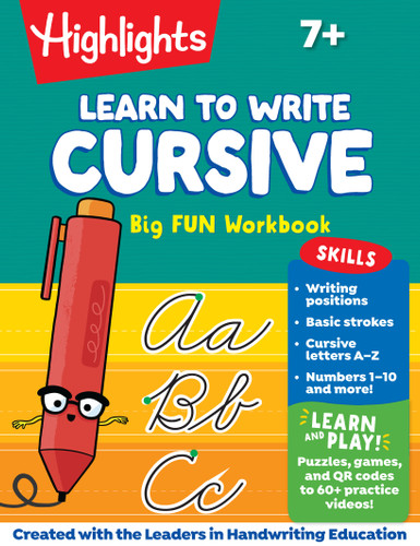 Learn to Write Cursive Big Fun Workbook: 110-Page Cursive Handwriting Workbook, Step-by-Step Instructions for Cursive Writing Practice, Learn Cursive for Kids 7-9 book cover by 