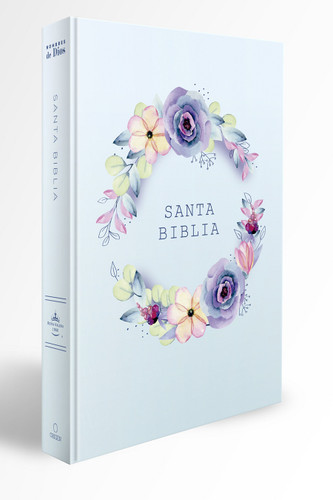Biblia RVR 1960 letra grande, manual, tapa dura con nombres de Dios, flores azul / Spanish Bible RVR 1960 Handy Size, LP, HC with Names of God, blue flowers book cover by Reina Valera Revisada 1960