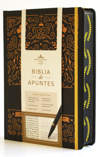 Biblia de apuntes RVR 1960 TD, Negro y oro (Edición cantos pintados) / Spanish Journaling Bible RVR 1960 HC Black and Gold book cover by Reina Valera Revisada 1960