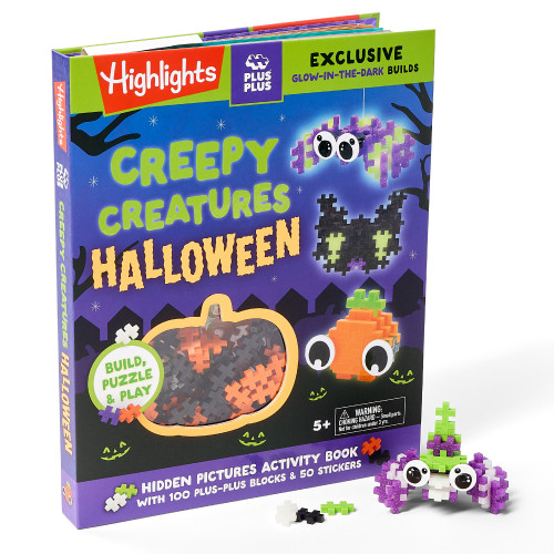 Creepy Creatures Halloween: Build, Puzzle & Play: Build, Puzzle & Play: Hidden Pictures Activity Book with 100 Plus-Plus Blocks and 50 Stickers, Glow-in-the-Dark Pieces and Puzzles for Kids 5 and Up book cover by 