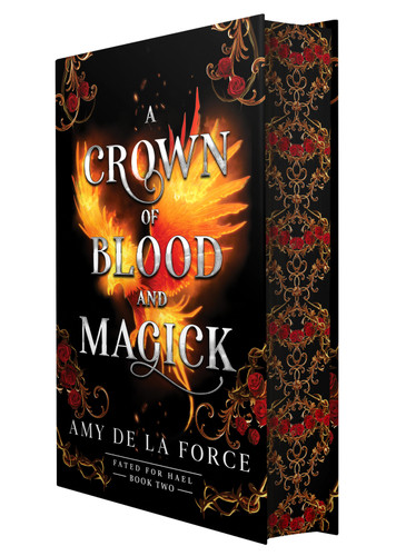 A Crown of Blood and Magick: Follow up to the addictive slow-burn romantasy A KISS OF HAMMER AND FLAME (Fated for Hael) book cover by Amy de la Force