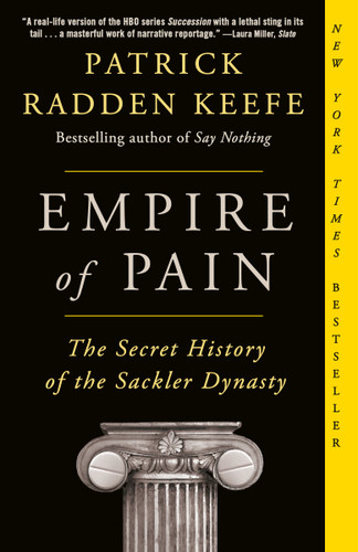 Empire of Pain: The Secret History of the Sackler Dynasty book cover by Patrick Radden Keefe