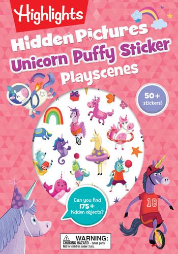 Unicorn Hidden Pictures Puffy Sticker Playscenes: Unicorn Hidden Pictures Puffy Sticker Playscenes (Highlights Puffy Sticker Playscenes): Unicorn Sticker Activity Book with Over 50 Reusable Stickers to Decorate book cover by 