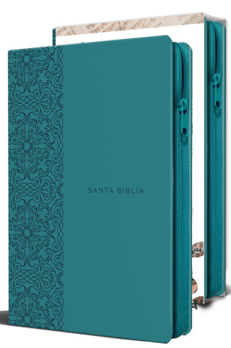 Biblia Reina Valera 1960 letra grande. Símil piel aguamarina, cremallera, tamaño manual/Spanish Bible RVR 1960. Handy Size, Large Print, Leathersoft Aqua, book cover by Reina Valera Revisada 1960