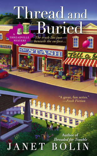 Thread and Buried (A Threadville Mystery) book cover by Janet Bolin