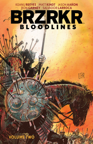BRZRKR Bloodlines Vol. 2 (BRZRKR) book cover by Keanu Reeves, Matt Kindt, Mattson Tomlin, Steve Skroce