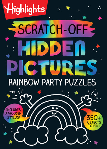 Scratch-Off Hidden Pictures Rainbow Party Puzzles: Over 350 Colorful Objects to Find in this Rainbow Puzzle Book for Kids Ages 6-9 (Highlights Scratch-Off Activity Books) book cover by 