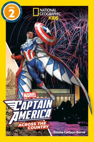 Marvel's Captain America Across the Country (National Geographic Kids Readers, Level 2) (National Geographic Kids Readers) book cover by Emma Berne, National Geographic Kids