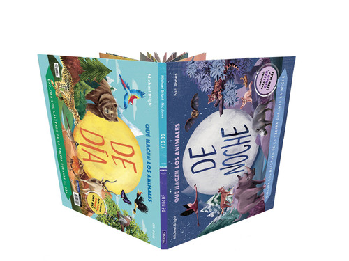 Qué hacen los animales de día... y de noche / Day to Night: A Flip Book book cover by Michael Bright