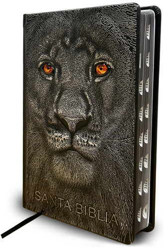 Biblia RVR 1960 letra grande, tamaño manual, León de Judá, edición especial plata con índice y canto negro / Bible RVR 1960 Large Print 3D cover Lion of Ju book cover by Reina Valera Revisada 1960