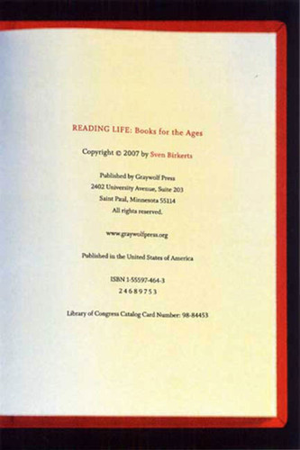 Reading Life: Books for the Ages book cover by Sven Birkerts