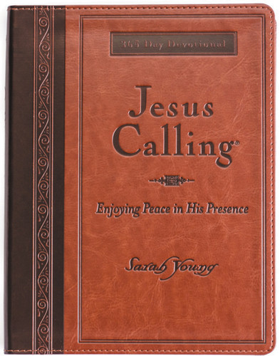 Jesus Calling, Large Text Brown Leathersoft, with Full Scriptures: Enjoying Peace in His Presence (A 365-Day Devotional) (Jesus Calling®) book cover by Sarah Young