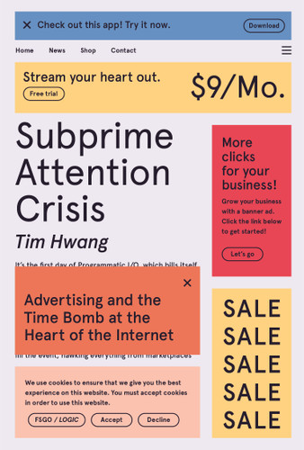 Subprime Attention Crisis: Advertising and the Time Bomb at the Heart of the Internet (FSG Originals x Logic) book cover by Tim Hwang