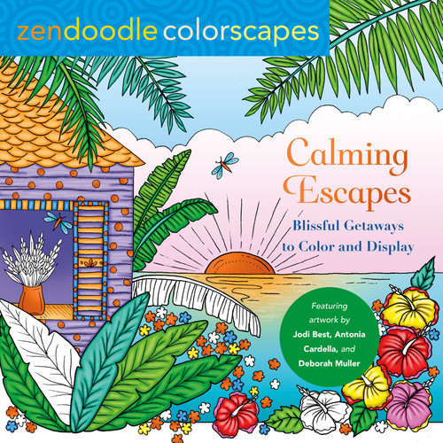 Zendoodle Colorscapes: Calming Escapes: Blissful Getaways to Color and Display book cover by Deborah Muller, Jodi Best, Antonia Cardella