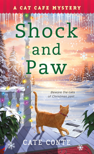 Shock and Paw: A Cat Cafe Mystery (Cat Cafe Mystery Series #8) book cover by Cate Conte