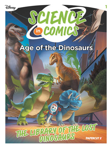 Disney Science in Comics: Age of the Dinosaurs: The Library of the Lost Dinosaurs (Disney Science In Comics) book cover by Stefano Broccoli, AnnMarie P. Thomas, Andrea Vico, Zhangjun Wang, Jacopo Olivieri
