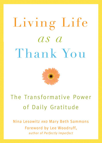 Living Life as a Thank You: The Transformative Power of Daily Gratitude book cover by Nina Lesowitz, Mary Beth Sammons