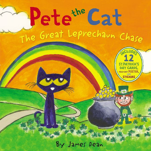 Pete the Cat: The Great Leprechaun Chase: Includes 12 St. Patrick's Day Cards, Fold-Out Poster, and Stickers! (Pete the Cat) book cover by James Dean, Kimberly Dean
