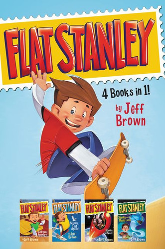 Flat Stanley 4 Books in 1!: Flat Stanley, His Original Adventure; Stanley, Flat Again!; Stanley in Space; Stanley and the Magic Lamp (Flat Stanley) book cover by Jeff Brown