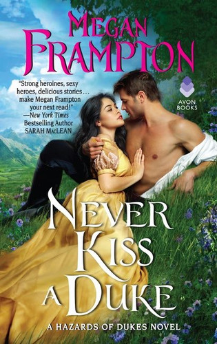 Never Kiss a Duke: A Hazards of Dukes Novel book cover by Megan Frampton