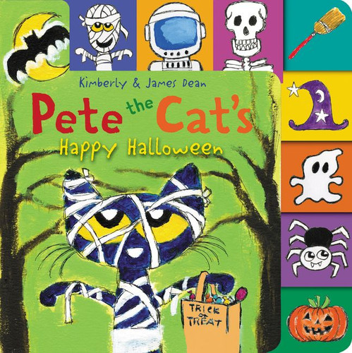 Pete the Cat’s Happy Halloween: A Tabbed Board Book for Kids (Pete the Cat) book cover by James Dean, Kimberly Dean