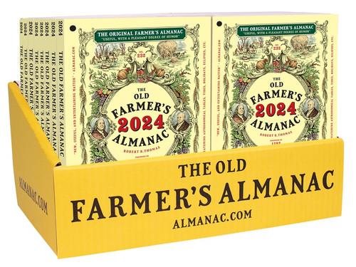 The 2024 Old Farmer’s Almanac 24-copy counter display book cover by Old Farmer's Almanac