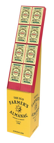 The 2024 Old Farmer’s Almanac 32-copy floor display book cover by Old Farmer's Almanac