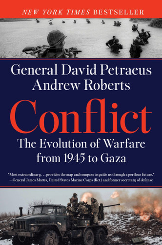 Conflict: The Evolution of Warfare from 1945 to Gaza book cover by David Petraeus, Andrew Roberts
