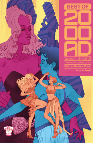 Best of 2000 AD Volume 4: The Essential Gateway to the Galaxy's Greatest Comic (Best of 2000 AD) book cover by John Wagner, Marguerite Sauvage, Jamie Hewlett, Steve Dillon, Tiffany Babb, Kek-W, John Burns, Peter Milligan, Jamie Delano, Alan Davis