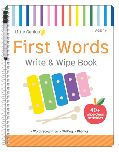 First Words: Write & Wipe Activity Book: 40+ pages of wipe-clean activities (Little Genius) book cover by 