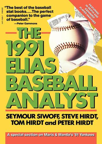 Elias Baseball Analyst, 1991 book cover by Seymour Siwoff