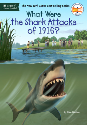 What Were the Shark Attacks of 1916? (What Was?) book cover by Nico Medina, Who HQ