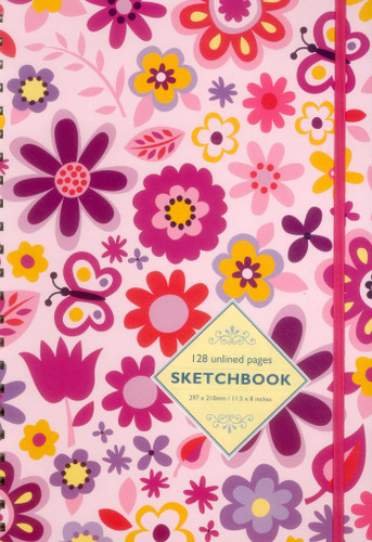 Sketchbook: Pink Flowers: 128-Page Unlined Pages book cover by Peony Press